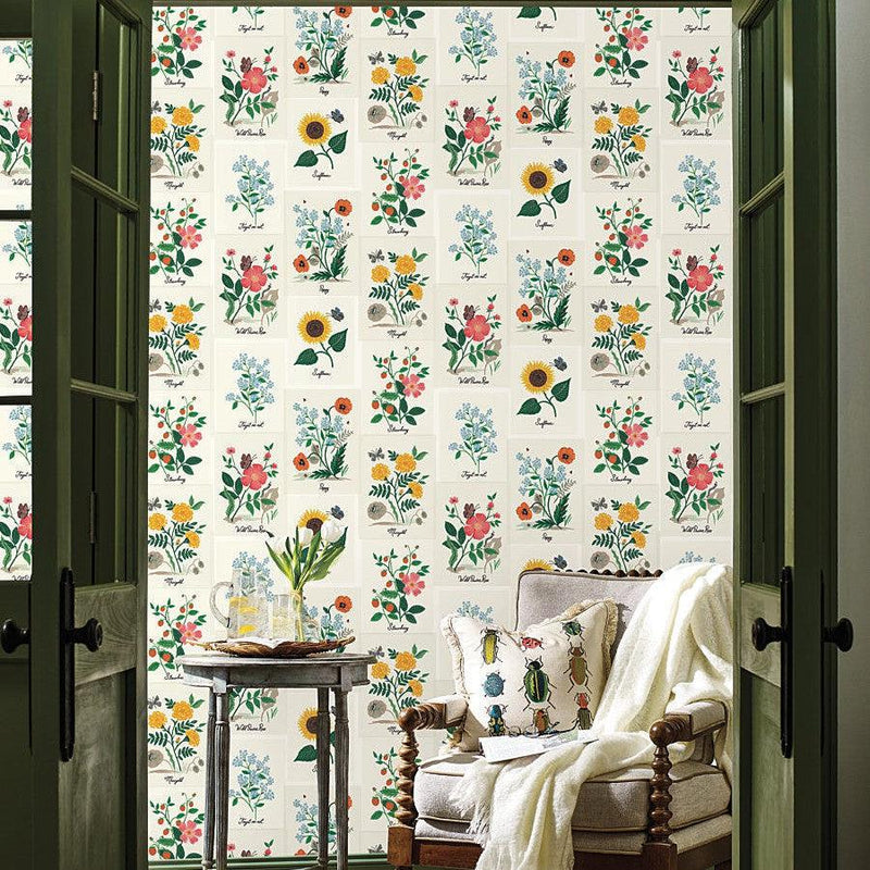 Wallpaper Botanical Prints Wallpaper Sample // White & Pink 8 x 10 
