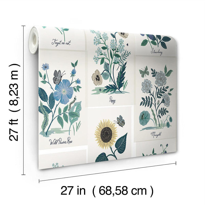 Wallpaper Botanical Prints Wallpaper // White & Blue 