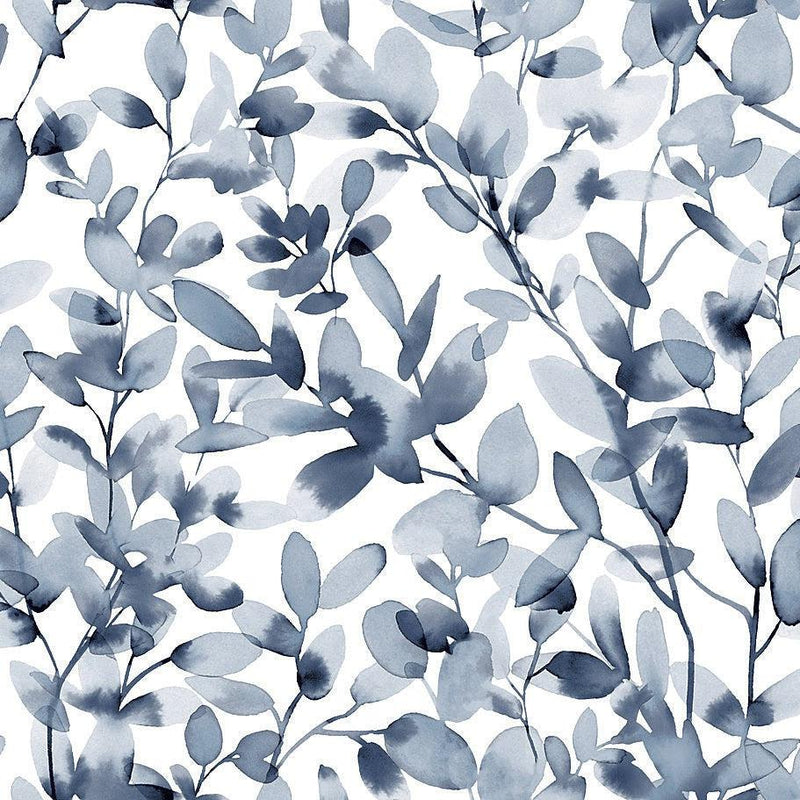 Wallpaper Botany Vines Peel & Stick Wallpaper Sample // Blue 8 x 10 