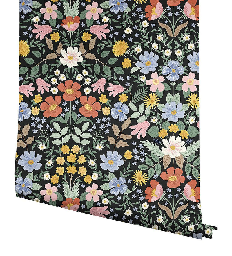 Wallpaper Bramble Garden Peel & Stick Wallpaper // Black 