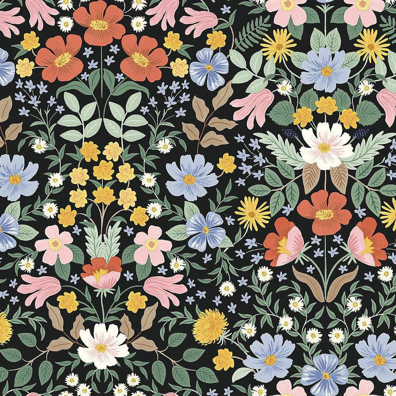 Wallpaper Bramble Garden Peel & Stick Wallpaper Sample // Black 8 x 10 