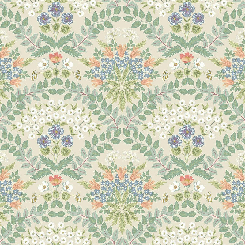 Wallpaper Bramble Wallpaper Sample // Beige & Green 8 x 10 