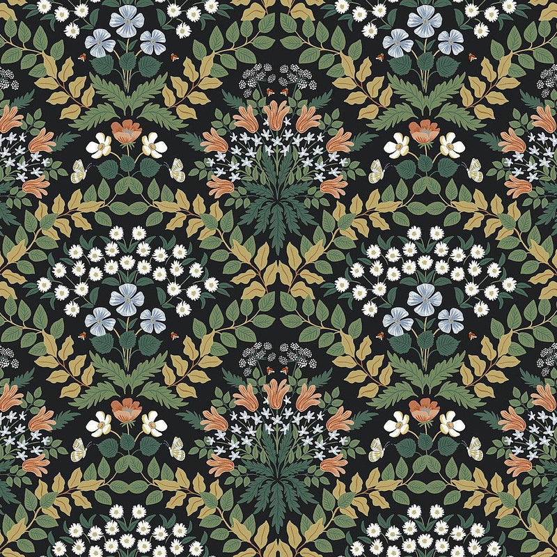 Wallpaper Bramble Wallpaper Sample // Black & Green 8 x 10 