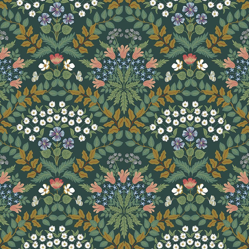 Wallpaper Bramble Wallpaper Sample // Green & Gold 8 x 10 