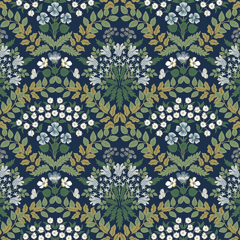 Wallpaper Bramble Wallpaper Sample // Navy & Green 8 x 10 