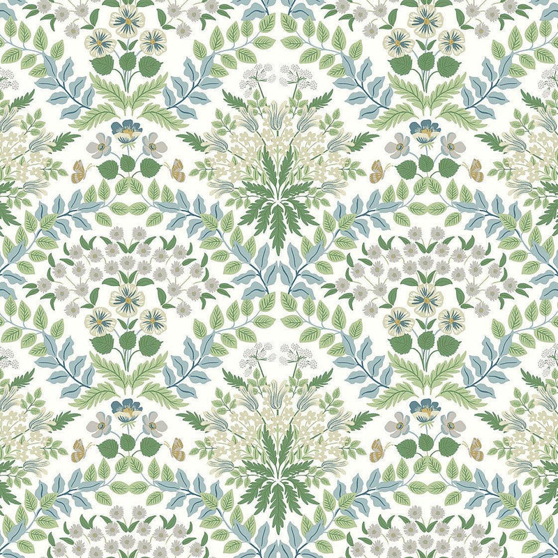 Wallpaper Bramble Wallpaper Sample // White & Blue 8 x 10 