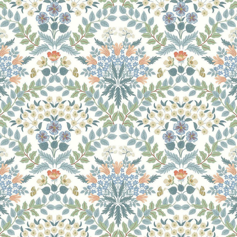 Wallpaper Bramble Wallpaper Sample // White & Green 8 x 10 