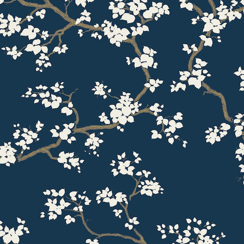 Wallpaper Branches Wallpaper Sample // Navy 8 x 10 