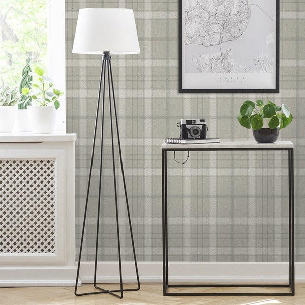 Wallpaper British Heritage Sauvage Plaid Wallpaper // Grey White 