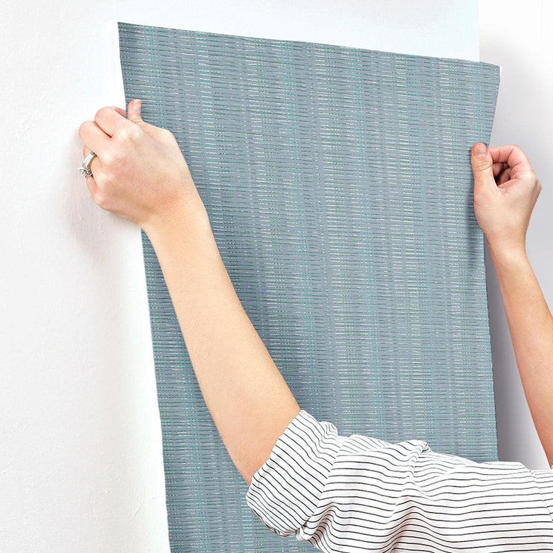 Wallpaper Broken Boucle Stripe Wallpaper // Blue 