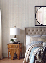 Wallpaper Broken Boucle Stripe Wallpaper // Putty & Blue 