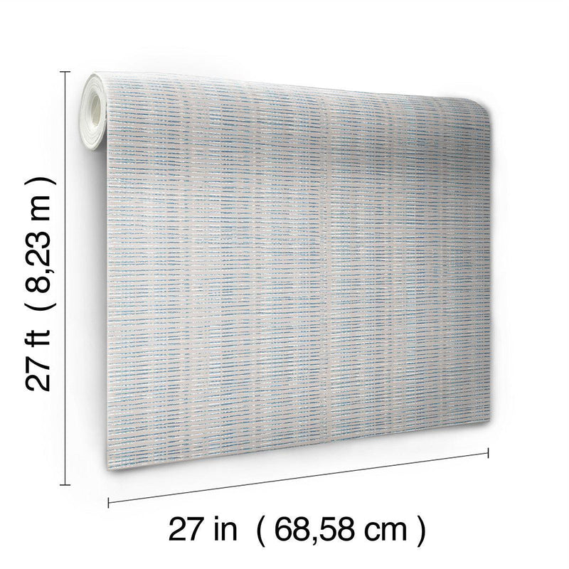 Wallpaper Broken Boucle Stripe Wallpaper // Putty & Blue 