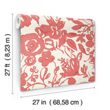 Wallpaper Brushstroke Floral Wallpaper // Coral 