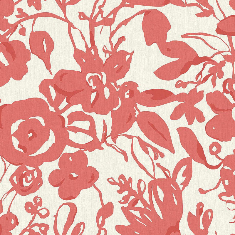 Wallpaper Brushstroke Floral Wallpaper Sample // Coral 8 x 10 
