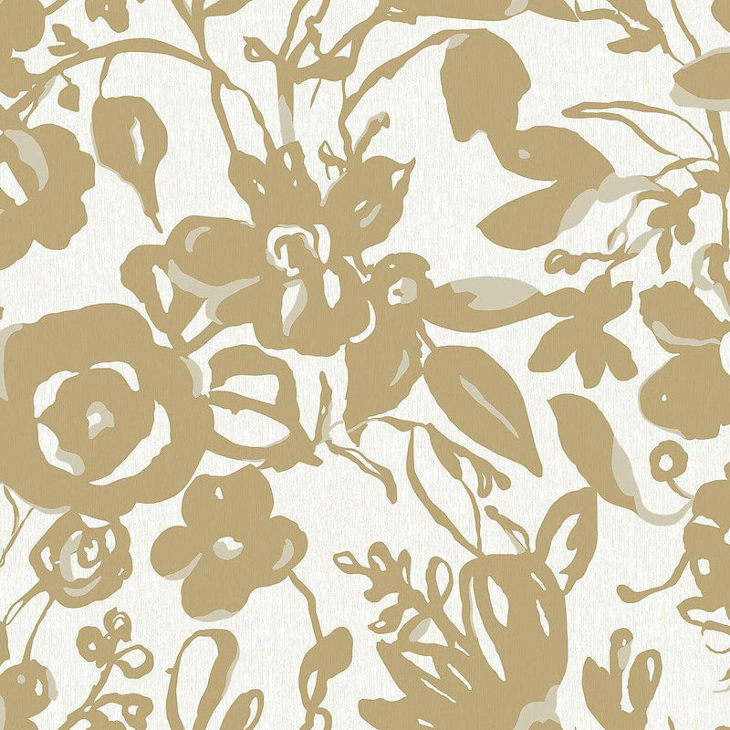 Wallpaper Brushstroke Floral Wallpaper Sample // Gold 8 x 10 