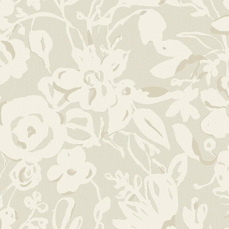 Wallpaper Brushstroke Floral Wallpaper Sample // Taupe 8 x 10 