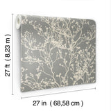 Wallpaper Budding Branch Silhouette Wallpaper // Brown 