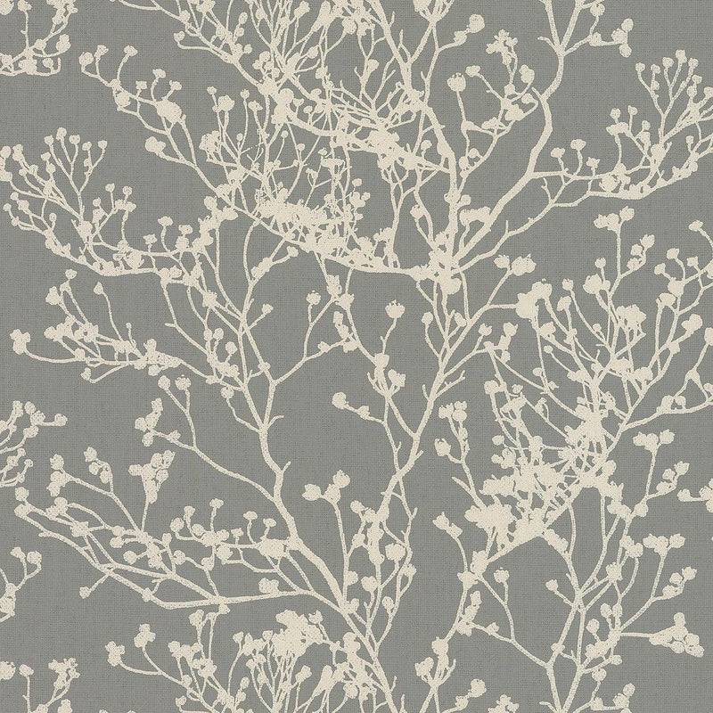 Wallpaper Budding Branch Silhouette Wallpaper Sample // Brown 8 x 10 