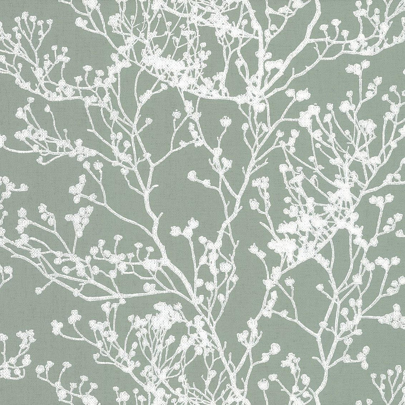 Wallpaper Budding Branch Silhouette Wallpaper Sample // Green 8 x 10 