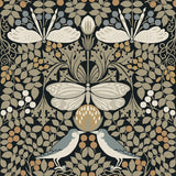 Wallpaper Butterfly Garden Wallpaper // Black Metallic 