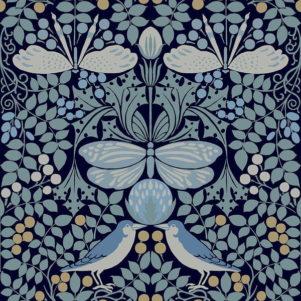 Wallpaper Butterfly Garden Wallpaper // Blue 