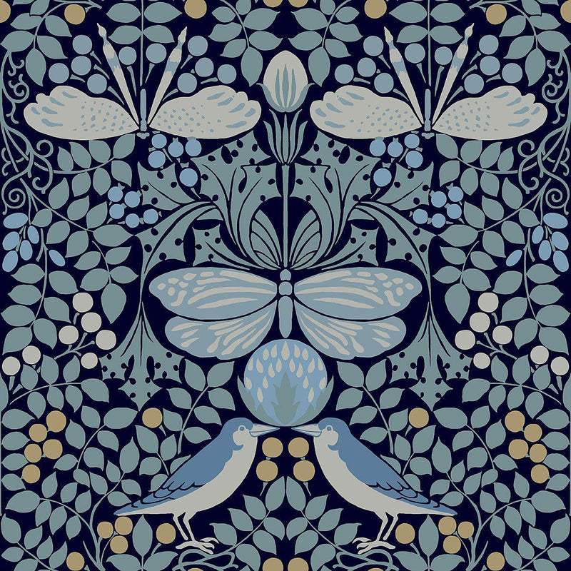 Wallpaper Butterfly Garden Wallpaper // Blue 