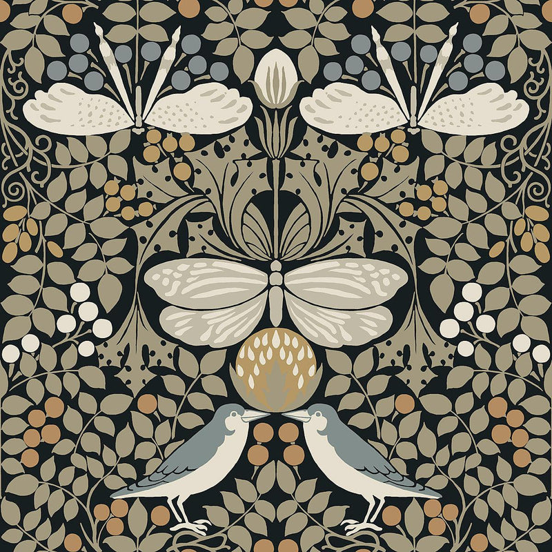 Wallpaper Butterfly Garden Wallpaper Sample // Black Metallic 8 x 10 
