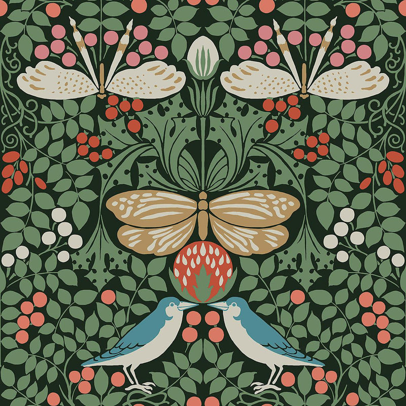 Wallpaper Butterfly Garden Wallpaper Sample // Green Metallic 8 x 10 