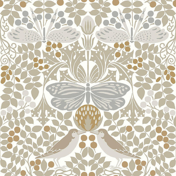 Wallpaper Butterfly Garden Wallpaper // White 