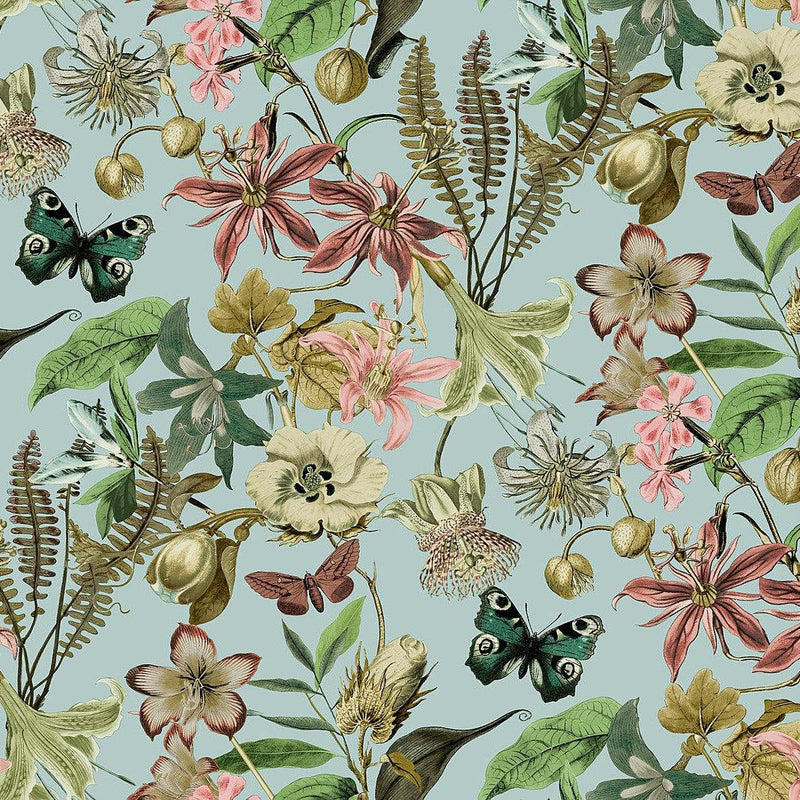 Wallpaper Butterfly House Wallpaper Sample // Sky Blue 8 x 10 