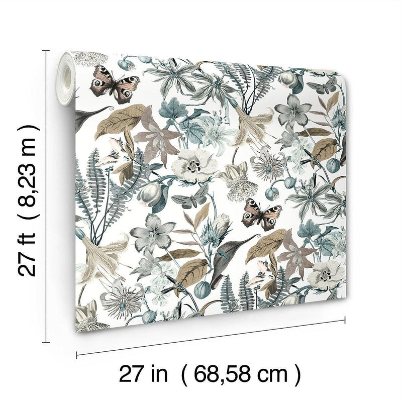 Wallpaper Butterfly House Wallpaper // White & Blue 