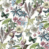 Wallpaper Butterfly House Wallpaper // White & Fuchsia 