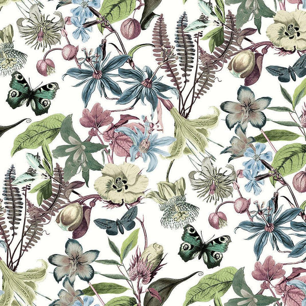 Wallpaper Butterfly House Wallpaper // White & Fuchsia 