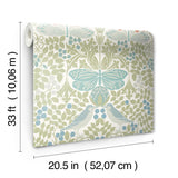 Wallpaper Butterly Garden Wallpaper // Green & Blue 