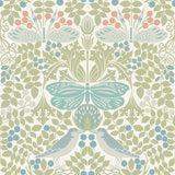 Wallpaper Butterly Garden Wallpaper // Green & Blue 