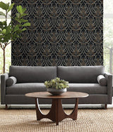 Wallpaper Calluna Wallpaper // Black & Gold Metallic 