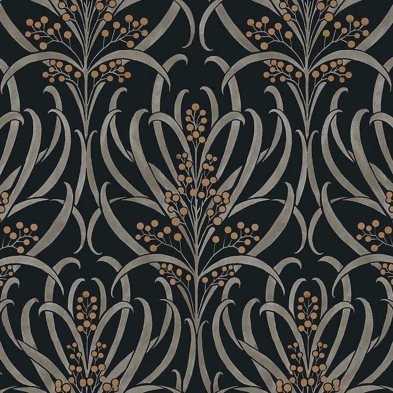 Wallpaper Calluna Wallpaper Sample // Black & Gold Metallic 8 x 10 