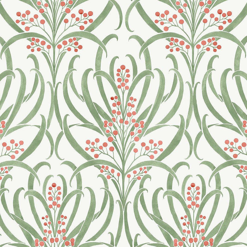 Wallpaper Calluna Wallpaper Sample // White & Berry Metallic 8 x 10 