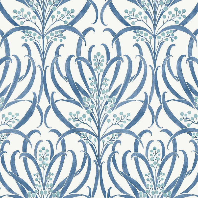 Wallpaper Calluna Wallpaper Sample // White & Blue Metallic 8 x 10 