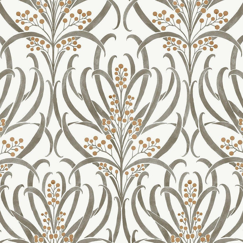 Wallpaper Calluna Wallpaper Sample // White & Taupe Metallic 8 x 10 