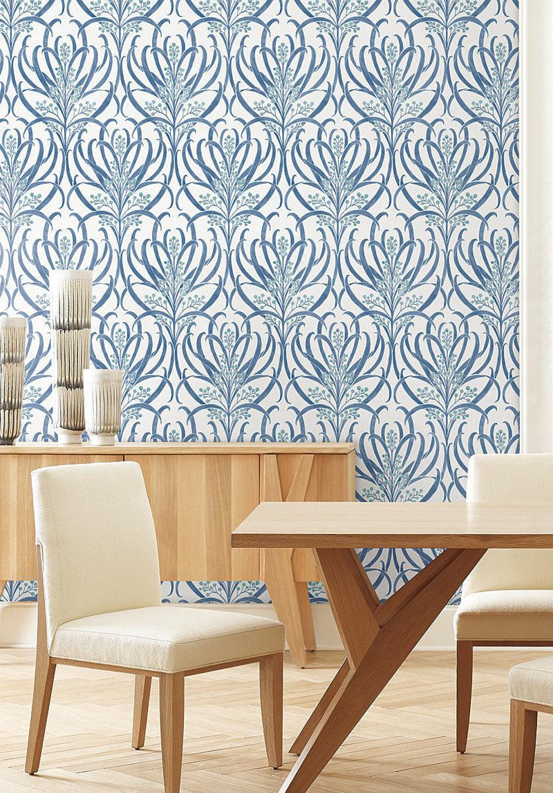 Wallpaper Calluna Wallpaper // White & Blue Metallic 