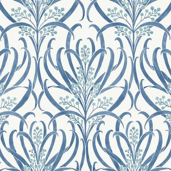 Wallpaper Calluna Wallpaper // White & Blue Metallic 