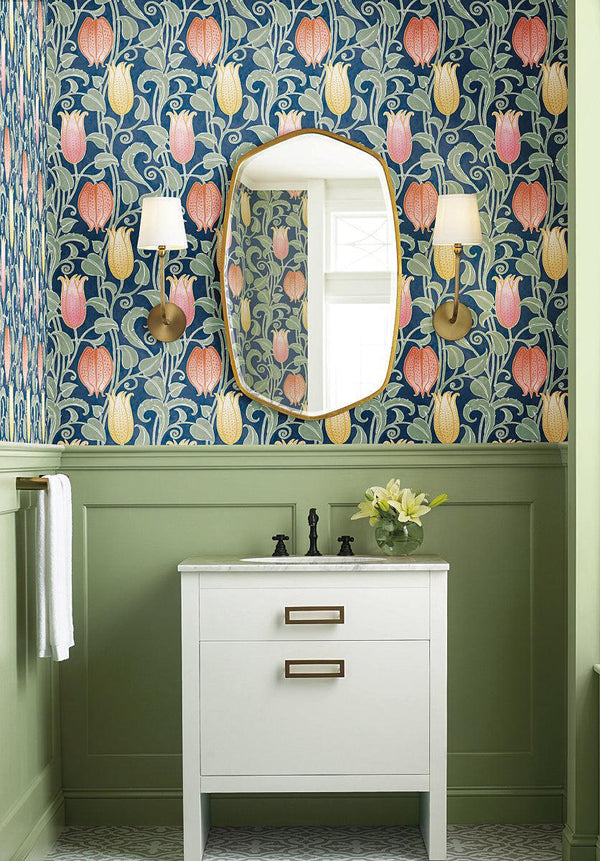 Wallpaper Canterbury Bells Wallpaper // Navy 