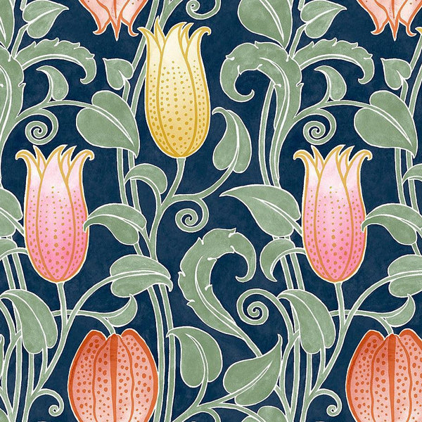 Wallpaper Canterbury Bells Wallpaper // Navy 