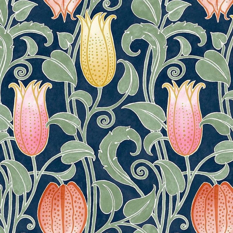 Wallpaper Canterbury Bells Wallpaper Sample // Navy 8 x 10 