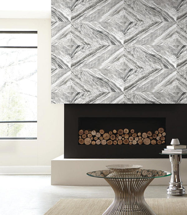 Wallpaper Carrara Horizontal Peel & Stick Wallpaper // Grey 