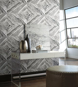 Wallpaper Carrara Horizontal Peel & Stick Wallpaper // Grey 