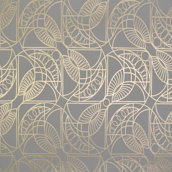 Wallpaper Cartouche Wallpaper // Grey & Gold 