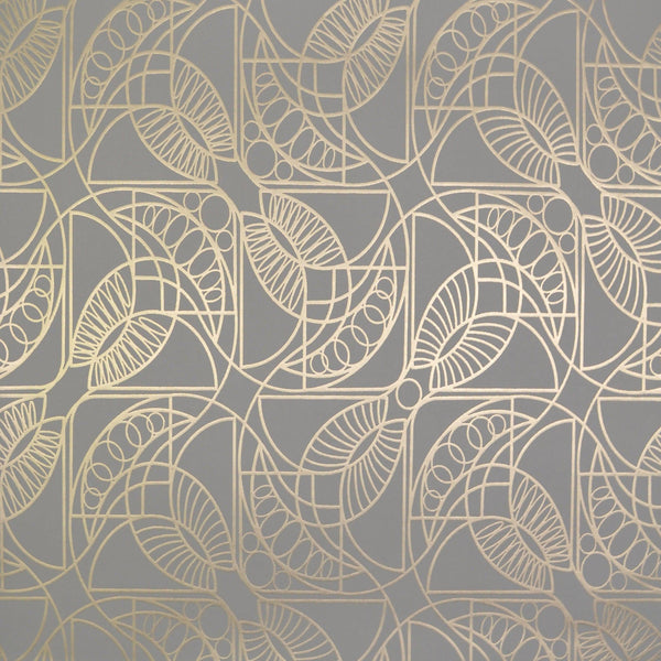 Wallpaper Cartouche Wallpaper // Grey & Gold 