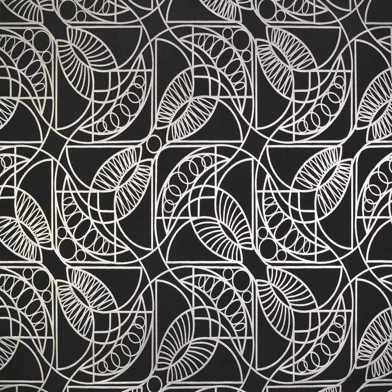 Wallpaper Cartouche Wallpaper Sample // Black & Silver 8 x 10 